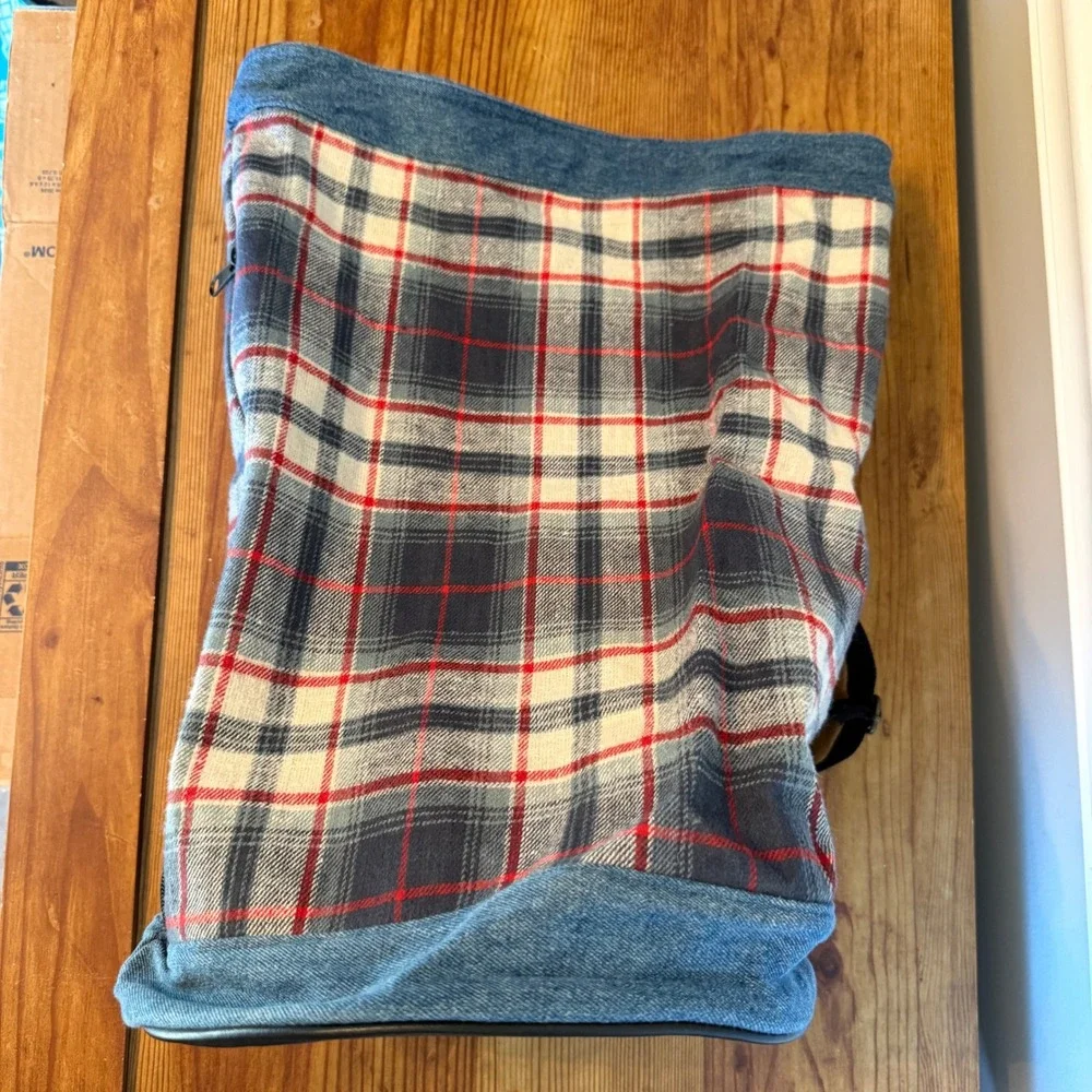 90s Plaid‎ Denim Bucket Bag Shoulder Bag Unisex Casual Everyday Cabincore Grunge